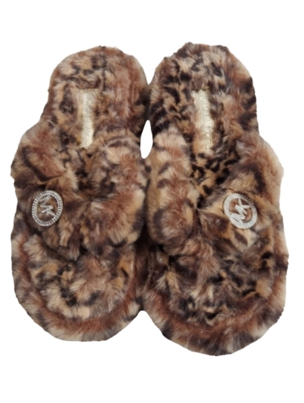 Michael Kors Jet Set Faux Fur Rhinestone Embellished Cheetah Thong Slippers